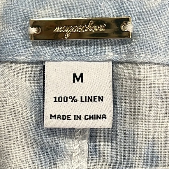 Magaschoni Cloudy Tie Dye‎ Dress M Blue White Frayed Raw Hem Boho Cuffed Short - Picture 8 of 10